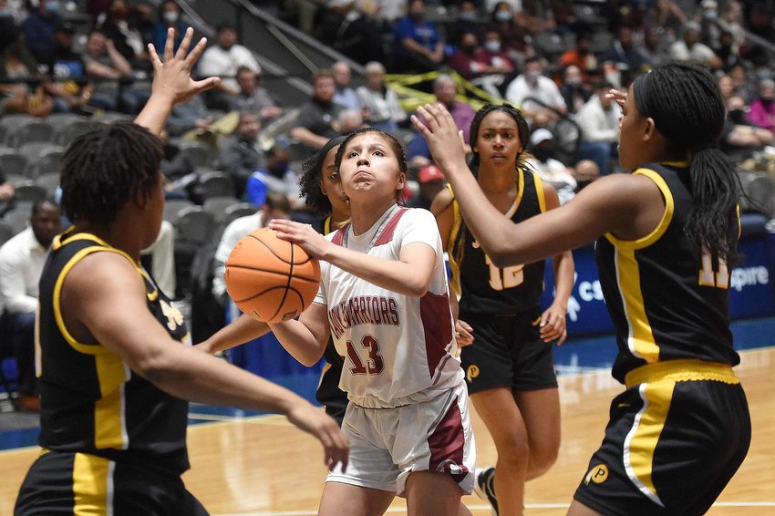 Choctaw Central's Shantashia John (13) shoots against Pontotoc at the MHSAA Class 4A State Basketball Championship on Thursday, March 4, 2021, at the Mississippi Coliseum in Jackson, Miss.